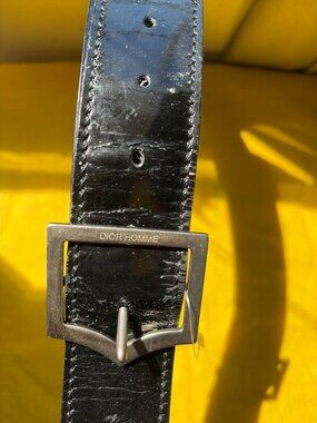 Dior Homme Shiny Metal D Buckle Leather Belt Black